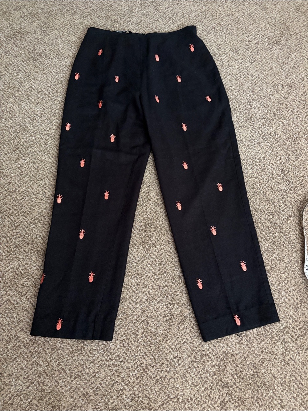Black Pineapple Embroidered Trousers 12